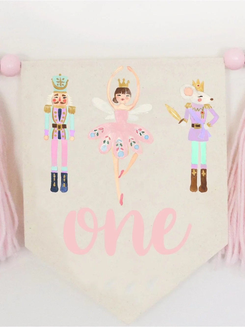 Pink Ballerina 'One' Banner - Party Decoration